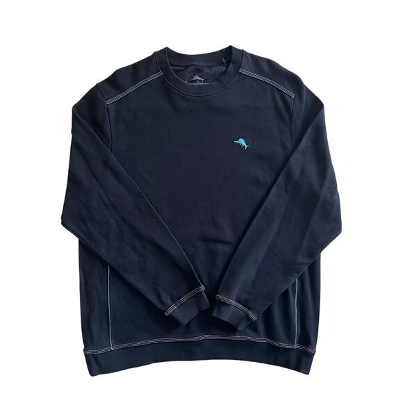 Tommy Bahama Crewneck Cotton Sweatshirt Black Size Large L - Picture 1 of 8